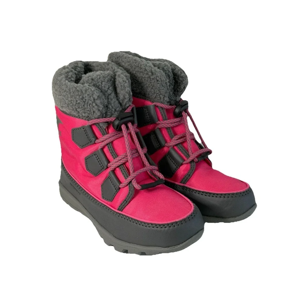 Sorel Youth Unisex Whitney Sherpa Short Winter Boot Pink‎ size 1Y NO BOX